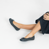 Bookie Navy Patent/ Navy Leather Ballet Flats
