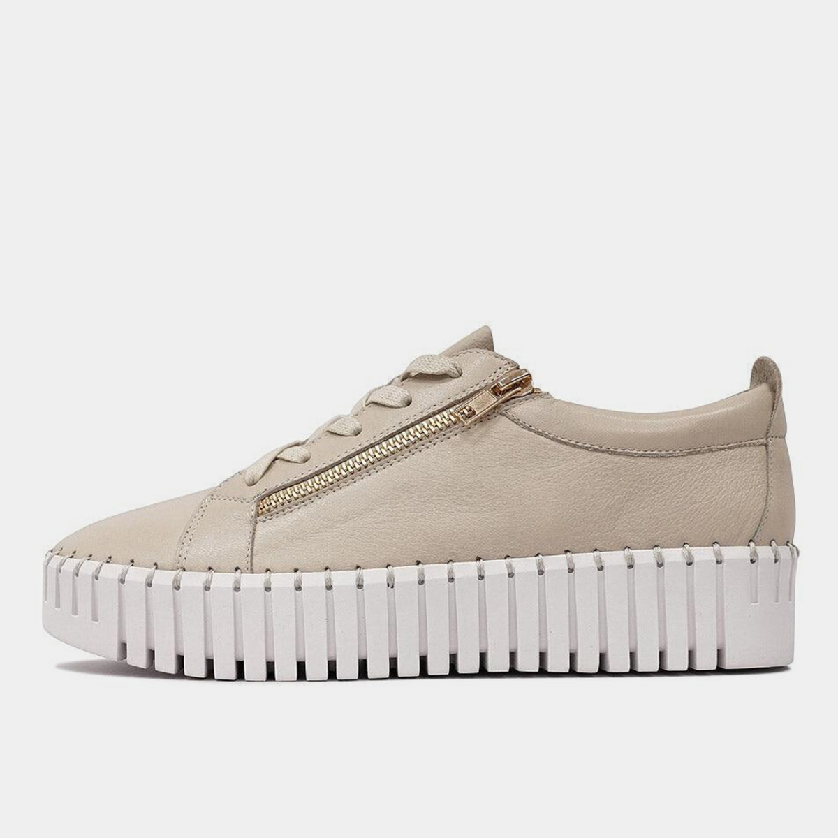 Bump Macadamia Leather Sneakers - Shouz