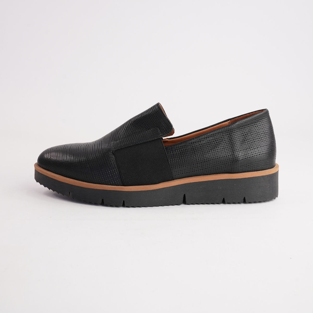 Olga Black Leather Flats