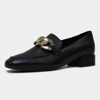 Vivandy Black Leather Loafers