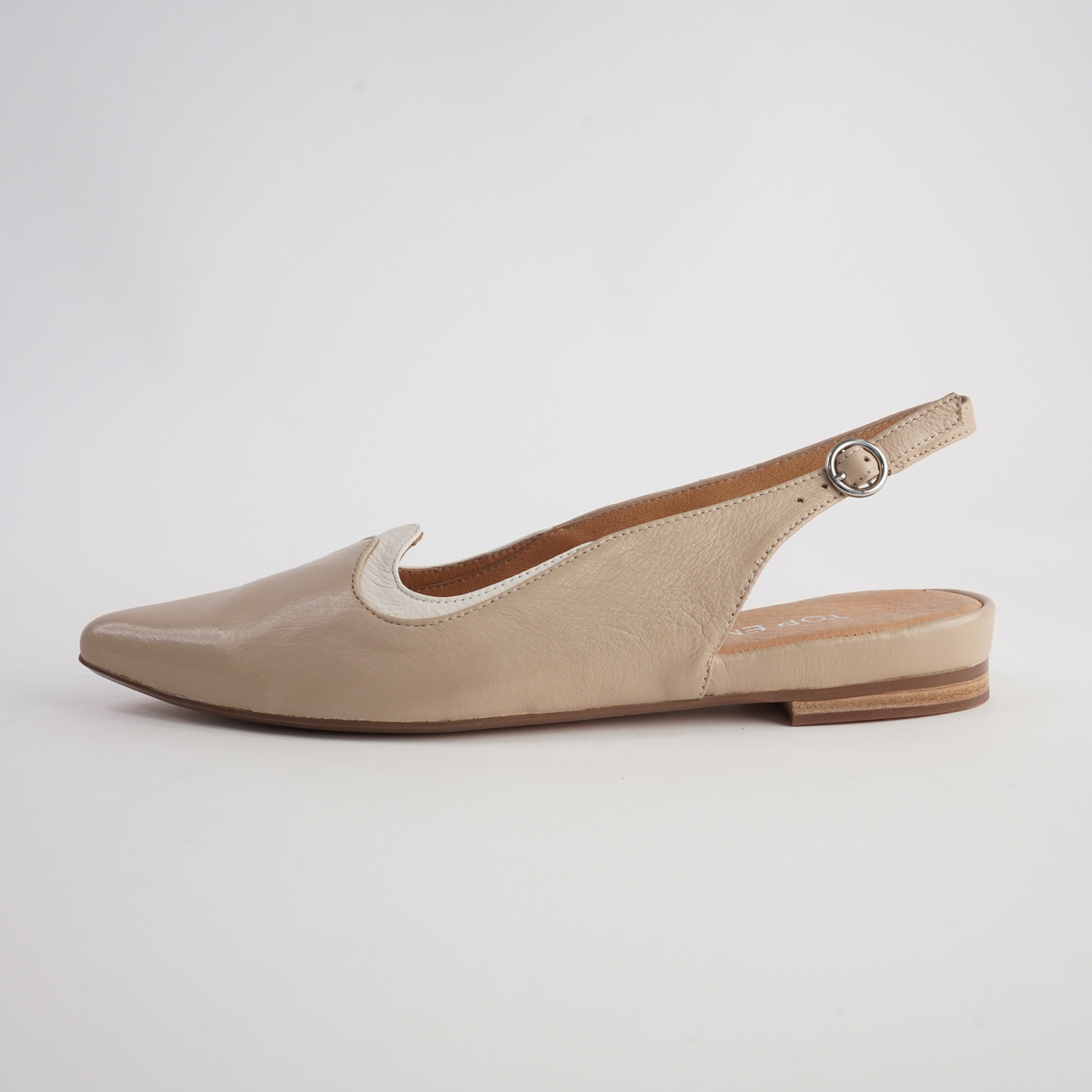 Yeska Camel Leather/ Ivory Flats - TOP END | Shouz