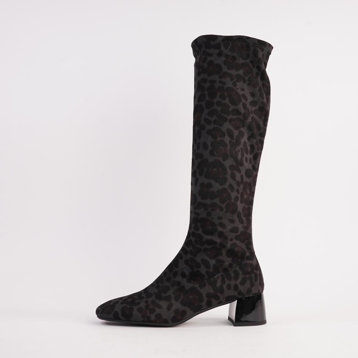 Jinx Charcoal Leopard Knee High Boots - ALFIE AND EVIE | Shouz