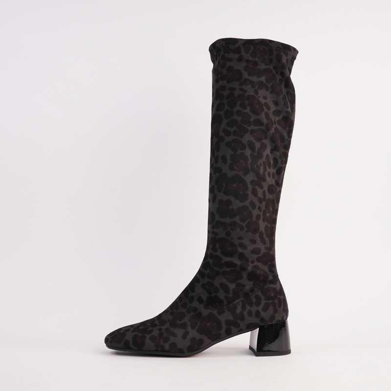 Jinx Charcoal Leopard Knee High Boots