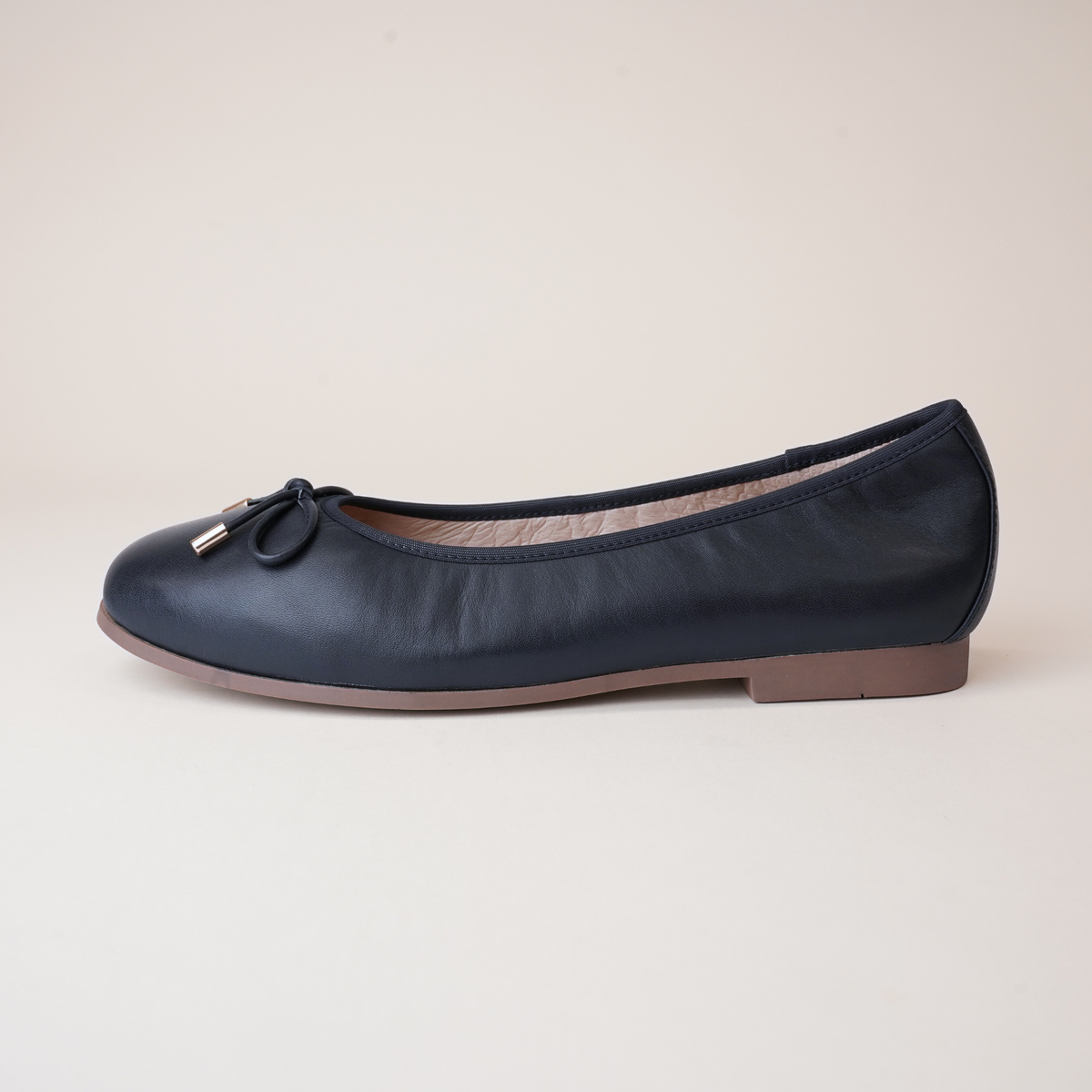 Picture French Navy Leather Ballet Flats - WITH GRACE | Shouz