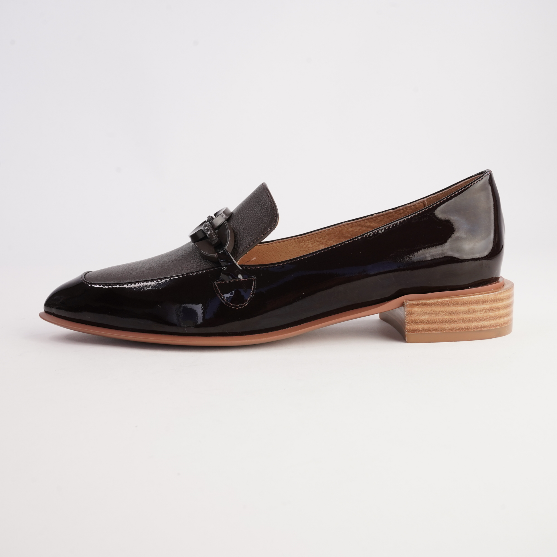 Elliotts Choc Patent/ Choc Leather Loafers - DJANGO AND JULIETTE | Shouz