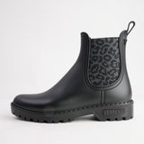 Gaudi Negro/ Leopard Negro Matte Animal Gumboots - VERBENAS | Shouz