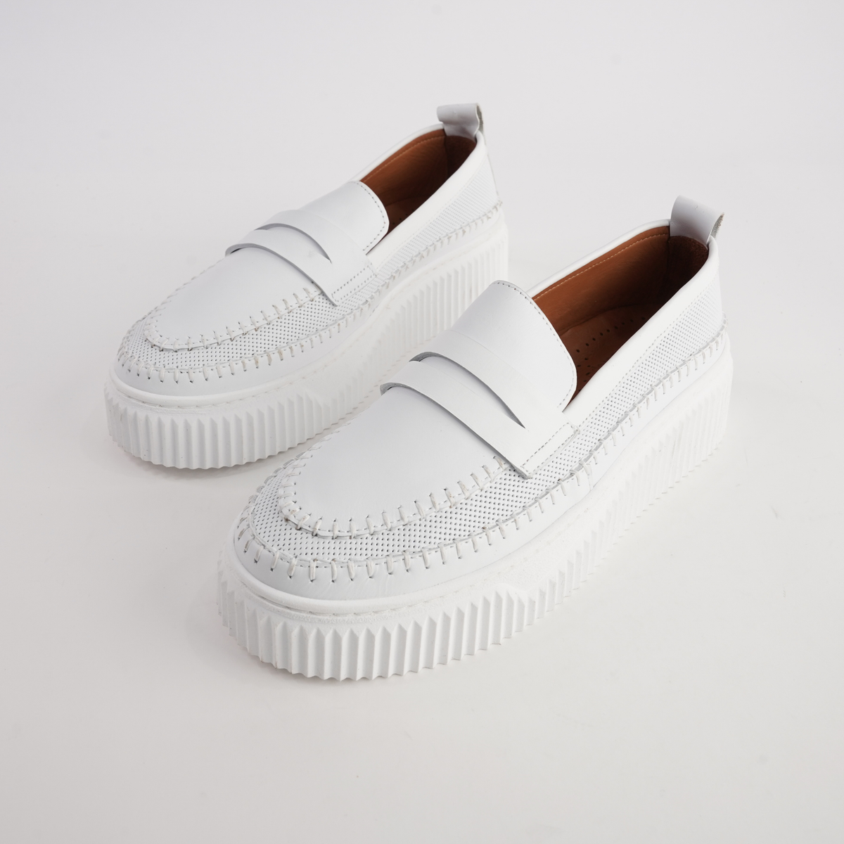 Bobby White Leather Loafers