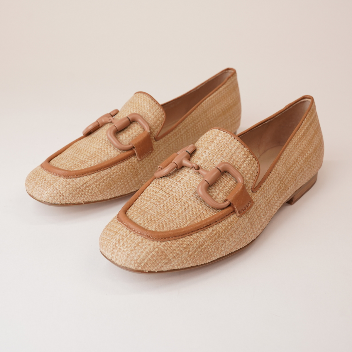 Mansur Camel Raffia/ Dk Tan Leather Loafers