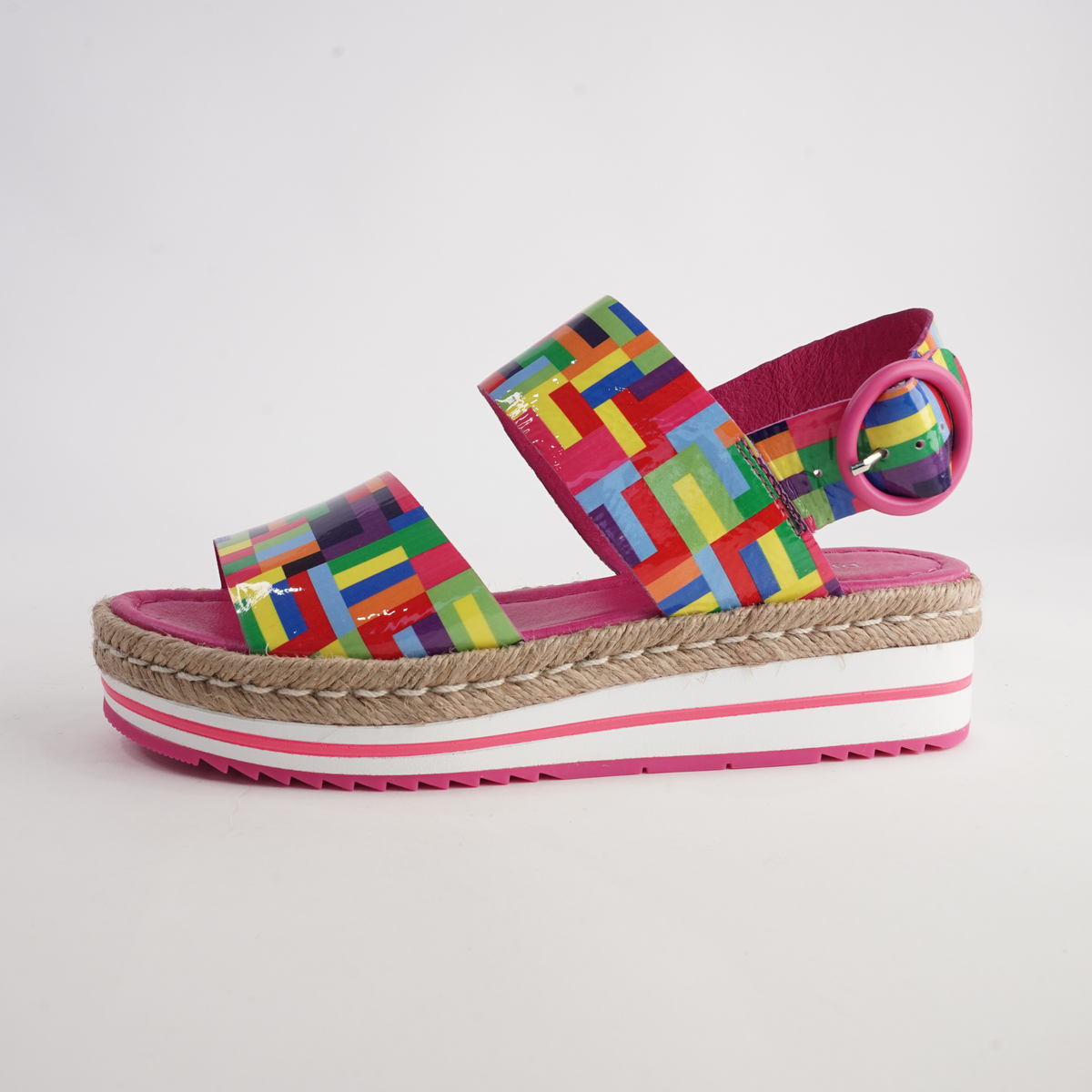 Atha Pink Stripe Multi Leather Sandals - DJANGO AND JULIETTE | Shouz