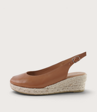 Saniarly Dark Tan Leather Espadrille Wedges