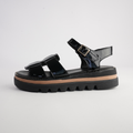 Simm Black Patent Leather Sandals