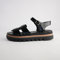 Simm Black Patent Leather Sandals