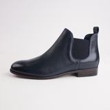 Quatisse Navy Leather Ankle Boots - DJANGO AND JULIETTE | Shouz