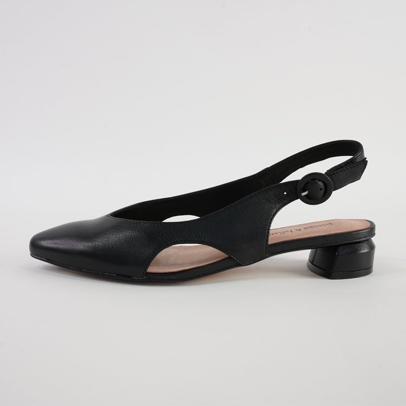 Frankiel Black Leather Heels