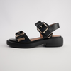 Ele Black Leather Sandals