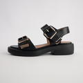 Ele Black Leather Sandals