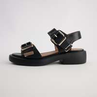 Ele Black Leather Sandals