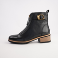 Doha Black Leather Ankle Boots