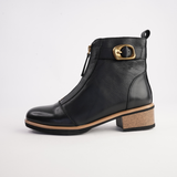 Doha Black Leather Ankle Boots - BRESLEY | Shouz