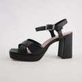 Runaway Black Pebble Leather Heels
