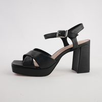 Runaway Black Pebble Leather Heels