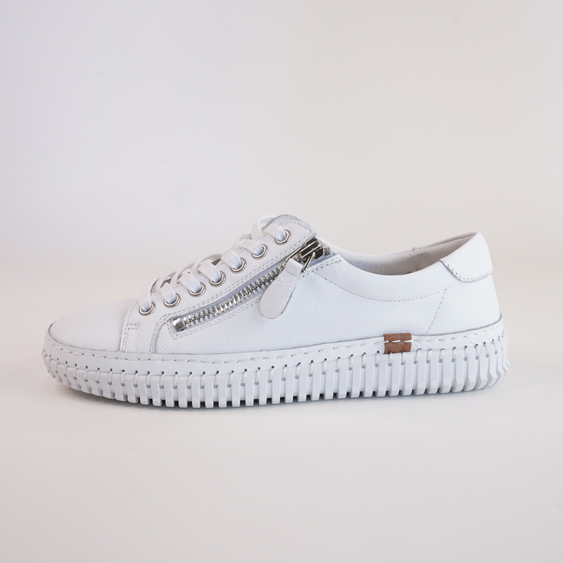 Jonza White Leather Sneakers