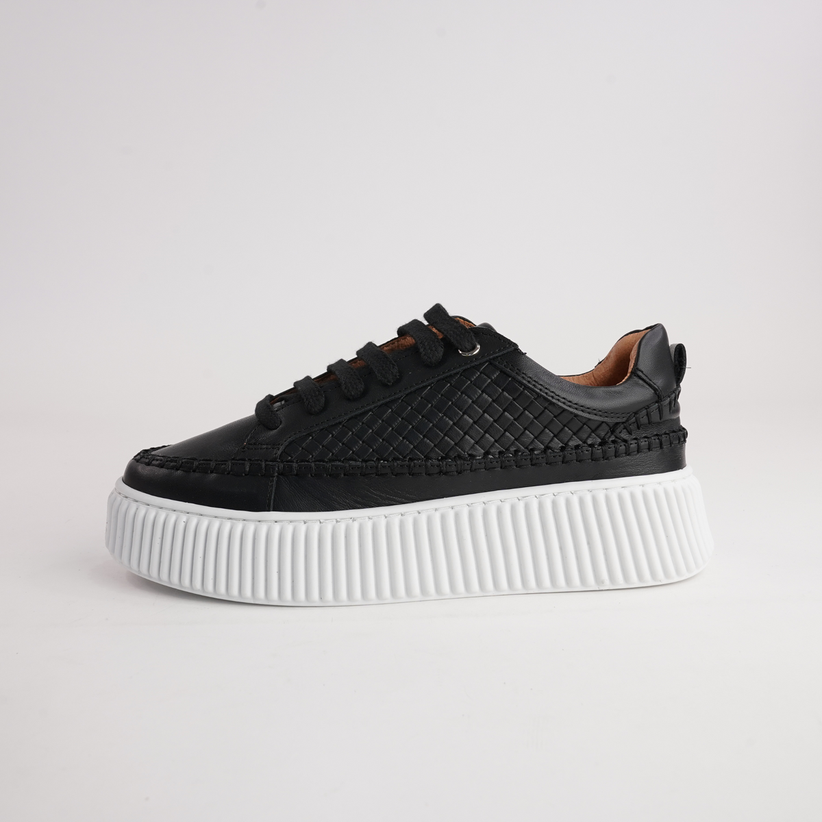 Bowler Black Leather Sneakers - SALA | Shouz