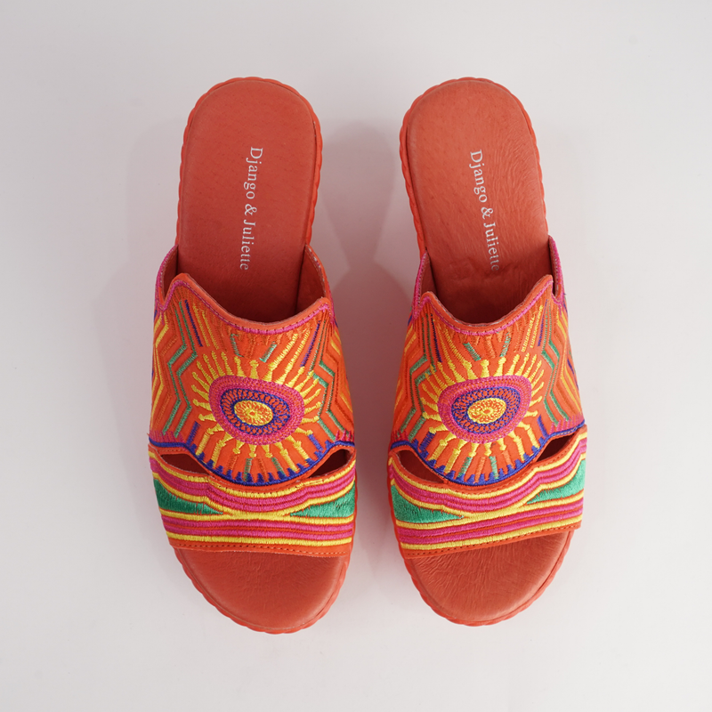Eilam Orange Multi Leather Heels
