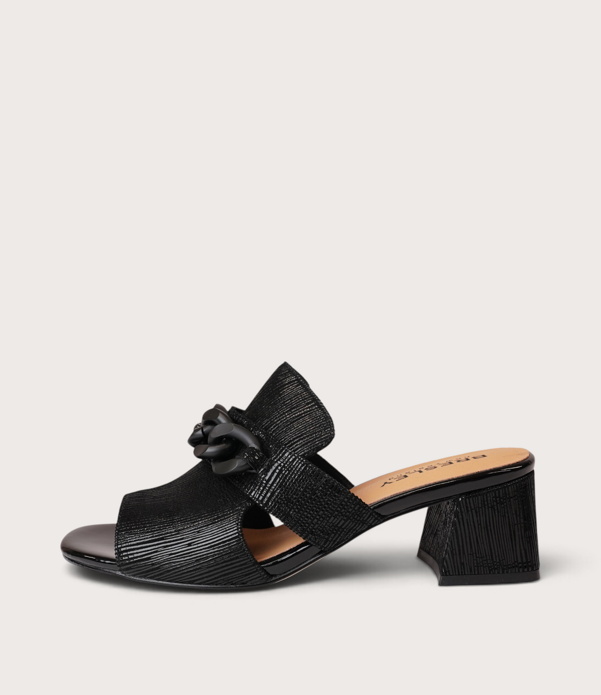 Adder Black Shimmer Leather Heels