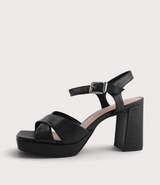 Runaway Black Pebble Leather Heels