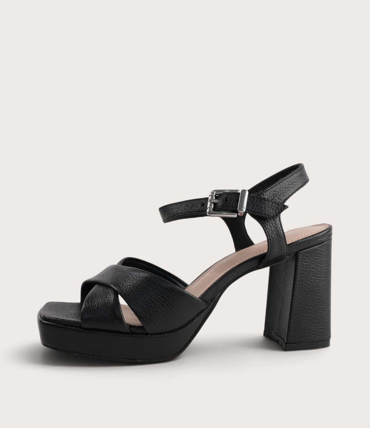 Runaway Black Pebble Leather Heels