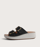 Solena Black Leather Slides