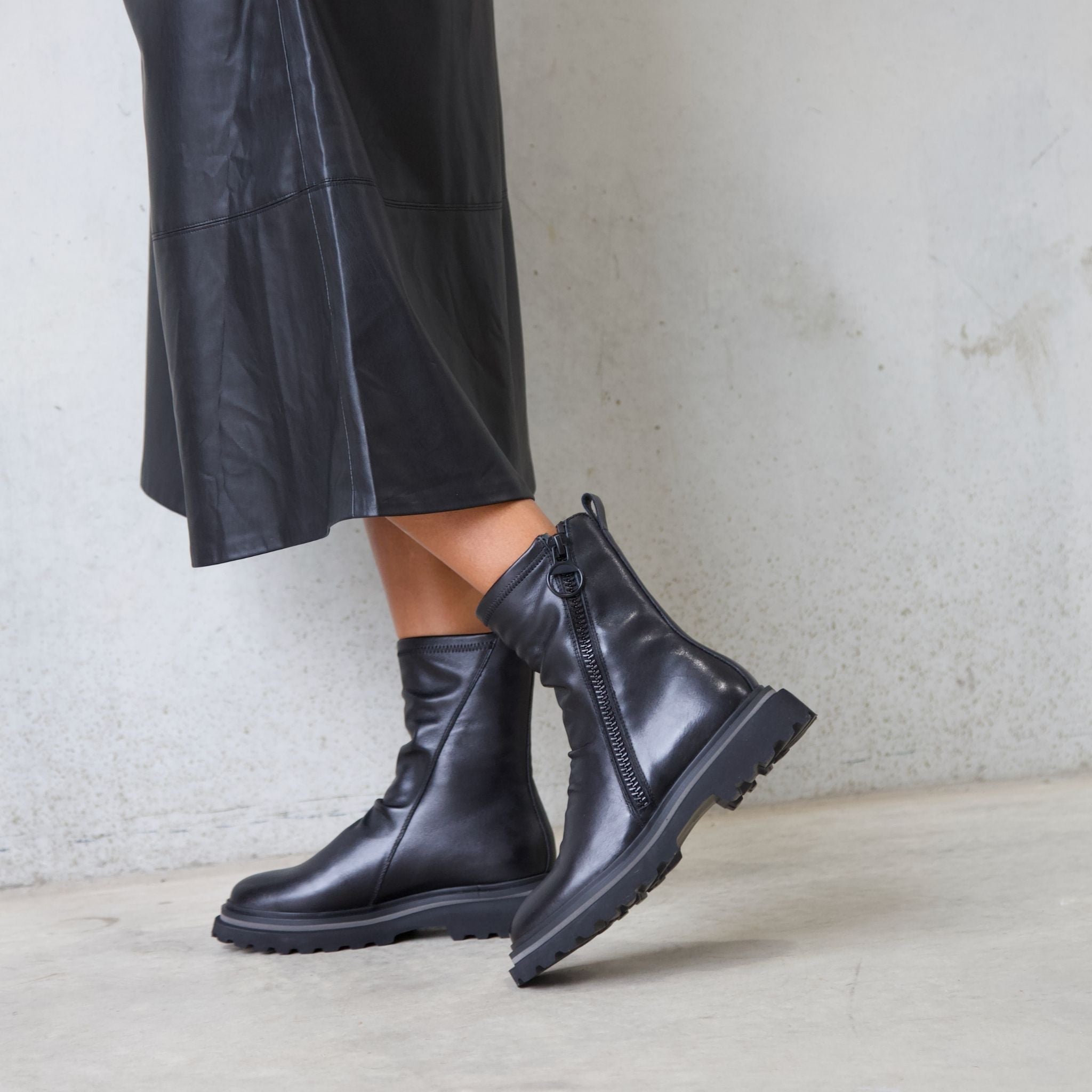 Skarlet Black Leather Ankle Boots by EOS Footwear Shouz