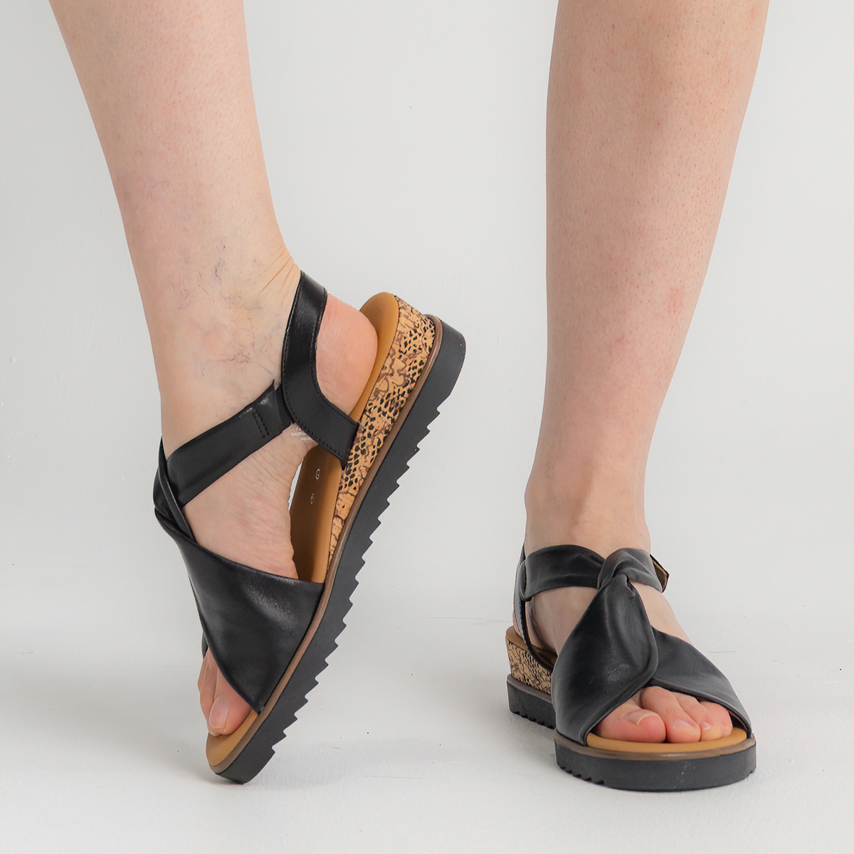 Martha Black Leather Sandals - GABOR | Shouz