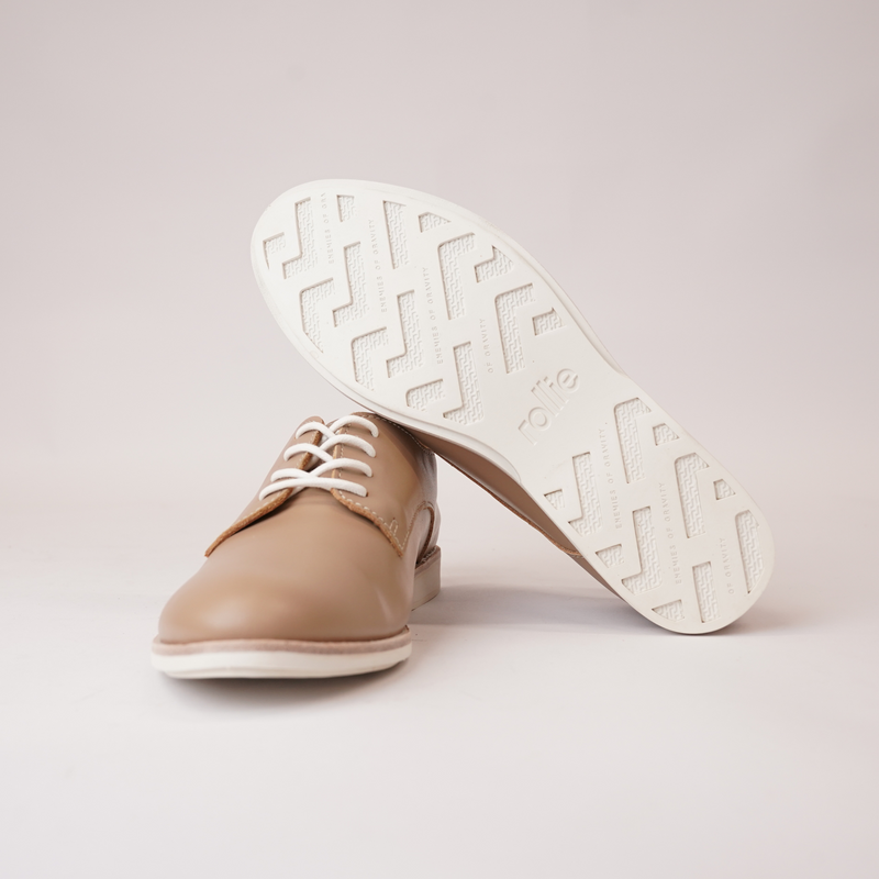 Derby Super Soft Latte Leather Lace Up Flats