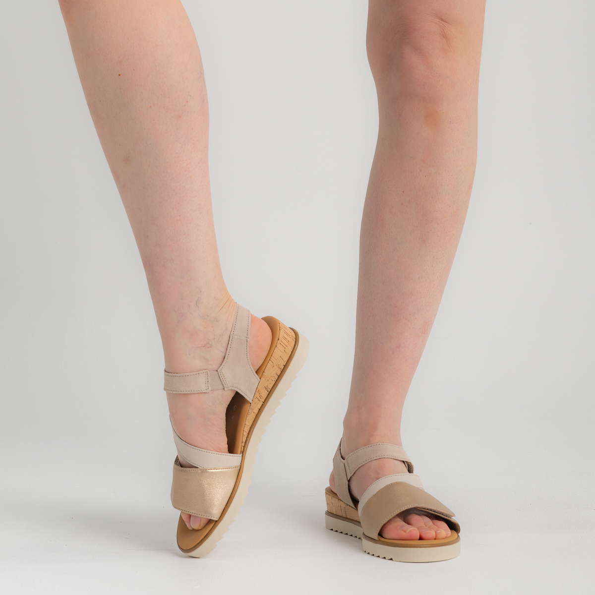 Ruth Champagne Multi Leather Sandals - GABOR | Shouz