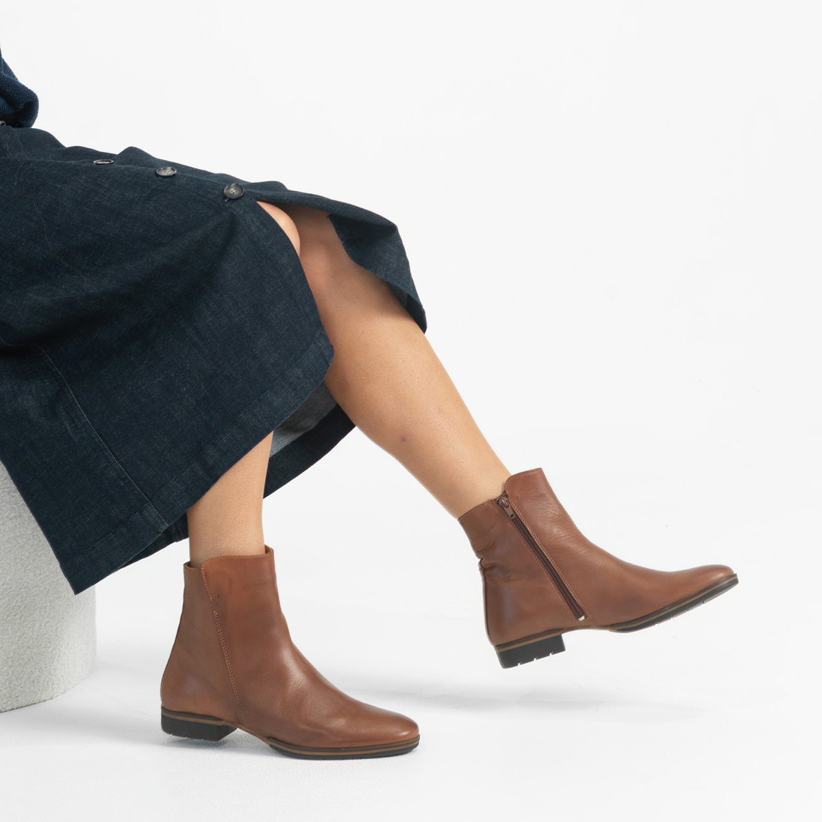 Gaib Brandy Leather Ankle Boots