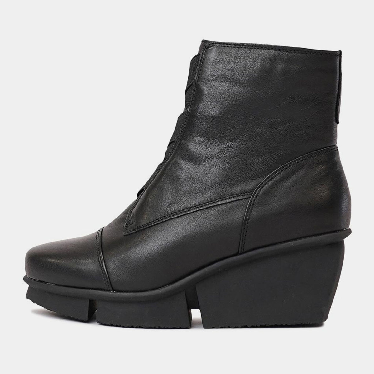Orient Black Leather Wedge Boots