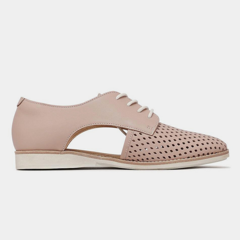 Sidecut Punch Chalk Pink Leather Lace Up Flats