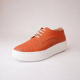 Derby City Punch Tangerine Leather Lace Up Flats