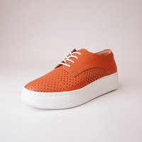 Derby City Punch Tangerine Leather Lace Up Flats