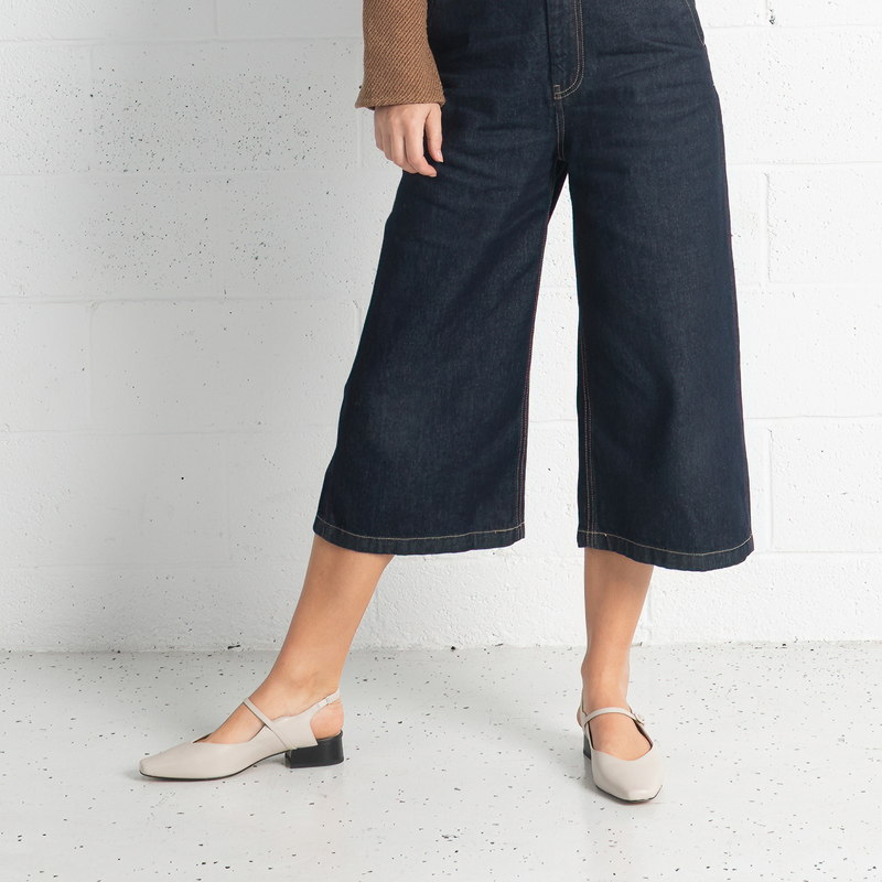 Gleam Cream Leather Flats