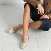 Gleam Cream Leather Flats