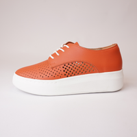 Derby City Punch Tangerine Leather Lace Up Flats