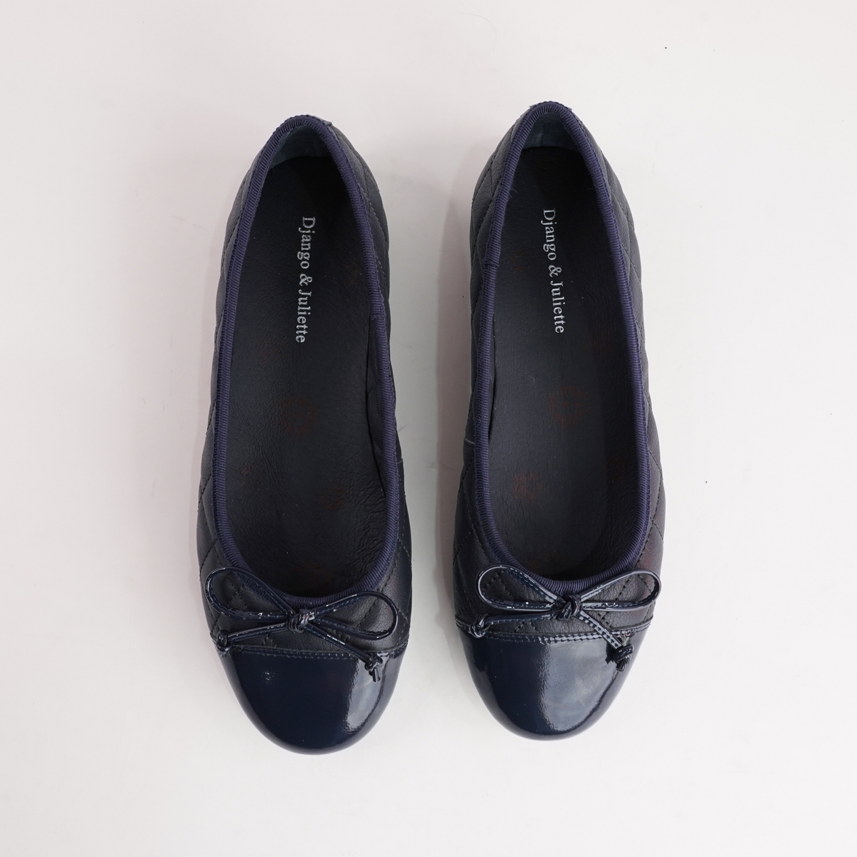 Bookie Navy Patent/ Navy Leather Ballet Flats - DJANGO AND JULIETTE | Shouz