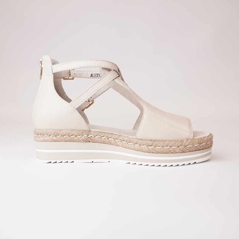 Alexys Vanilla Leather Platform Sandals