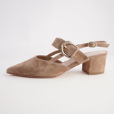 Asten Light Choc Suede Heels - TOP END | Shouz