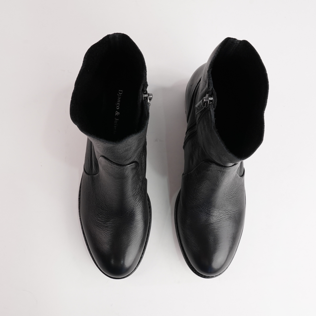 Rarna Black/ Black Heel Leather Ankle Boots