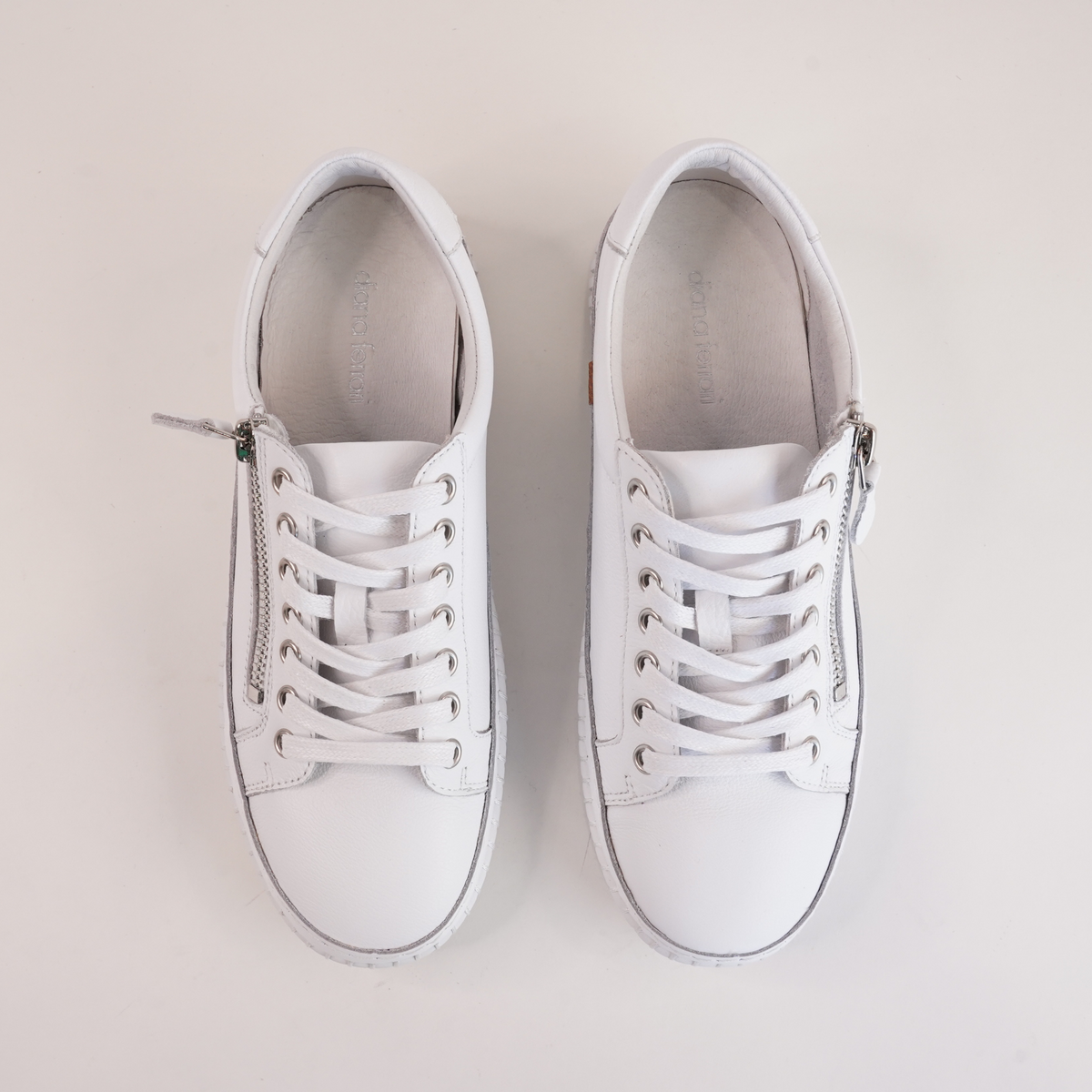 Jonza White Leather Sneakers - DIANA FERRARI | Shouz