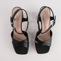 Runaway Black Pebble Leather Heels